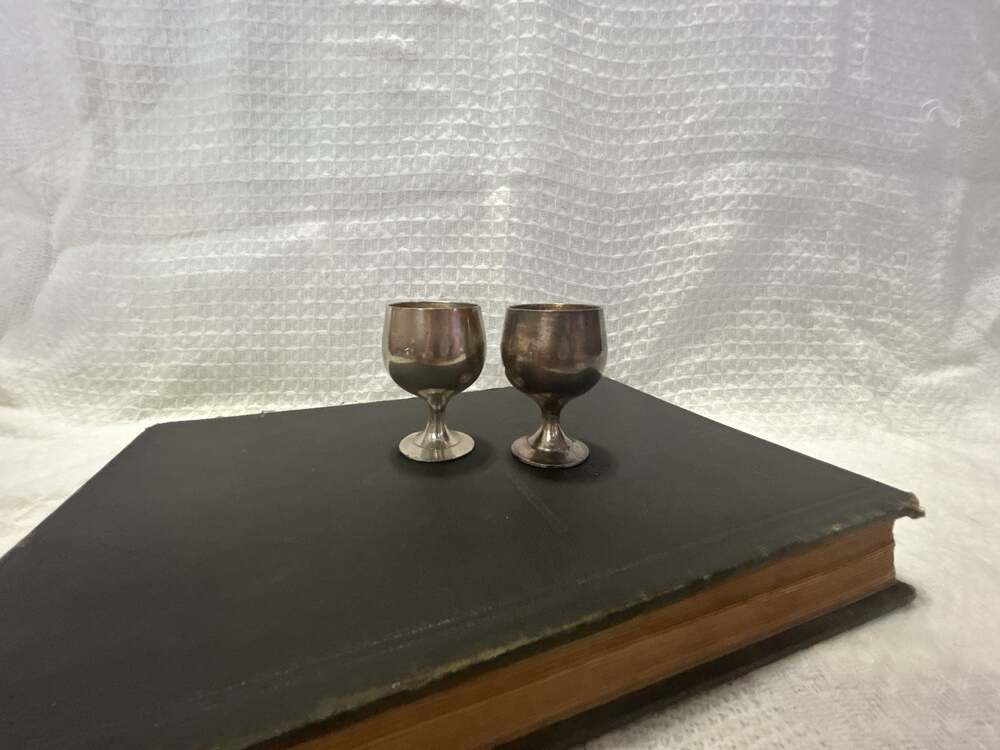 Set of 2 Vintage Silver Plated Goblet Cordial Cups Made in India